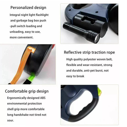 360 Retractable Lead Leash Double Pet Dog Training Lead For 2 Dog UK