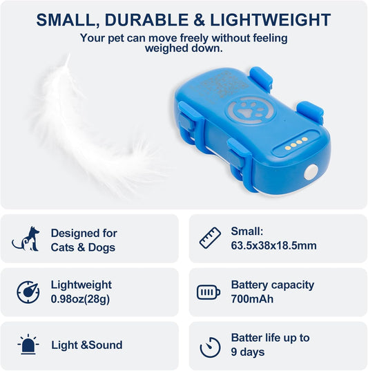 Smart Pet GPS Tracker: Geofence, Sound Alarm & LED Flashlight