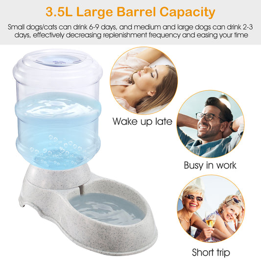 3.5L Self-Dispensing Pet Waterer: Gravity Water Feeder for Cats & Dogs