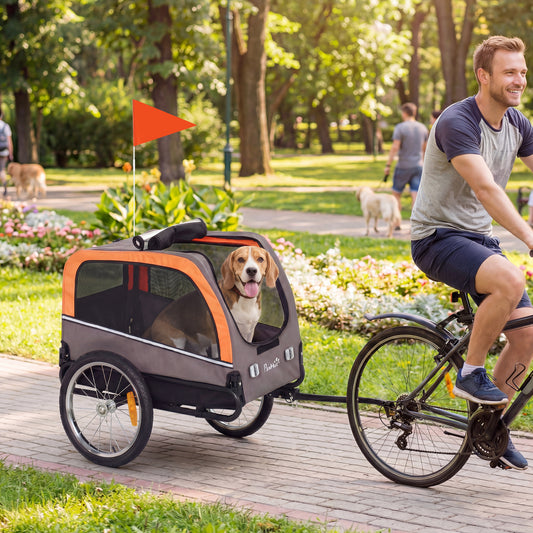 Portable Pet Bike Trailer: Quick-Release Wheels & Safety Flag